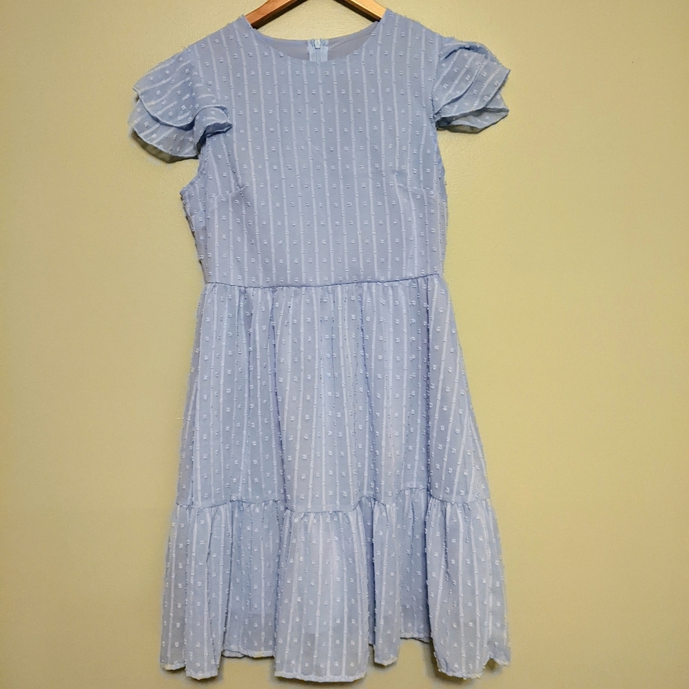 Swiss Dot Ruffle Trim Dress